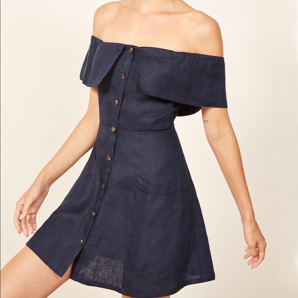 Reformation Landy Off the Shoulder Mini Dress